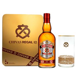 Whisky Chivas Regal 12 Años Estuche Metálico Con Vaso Dorado