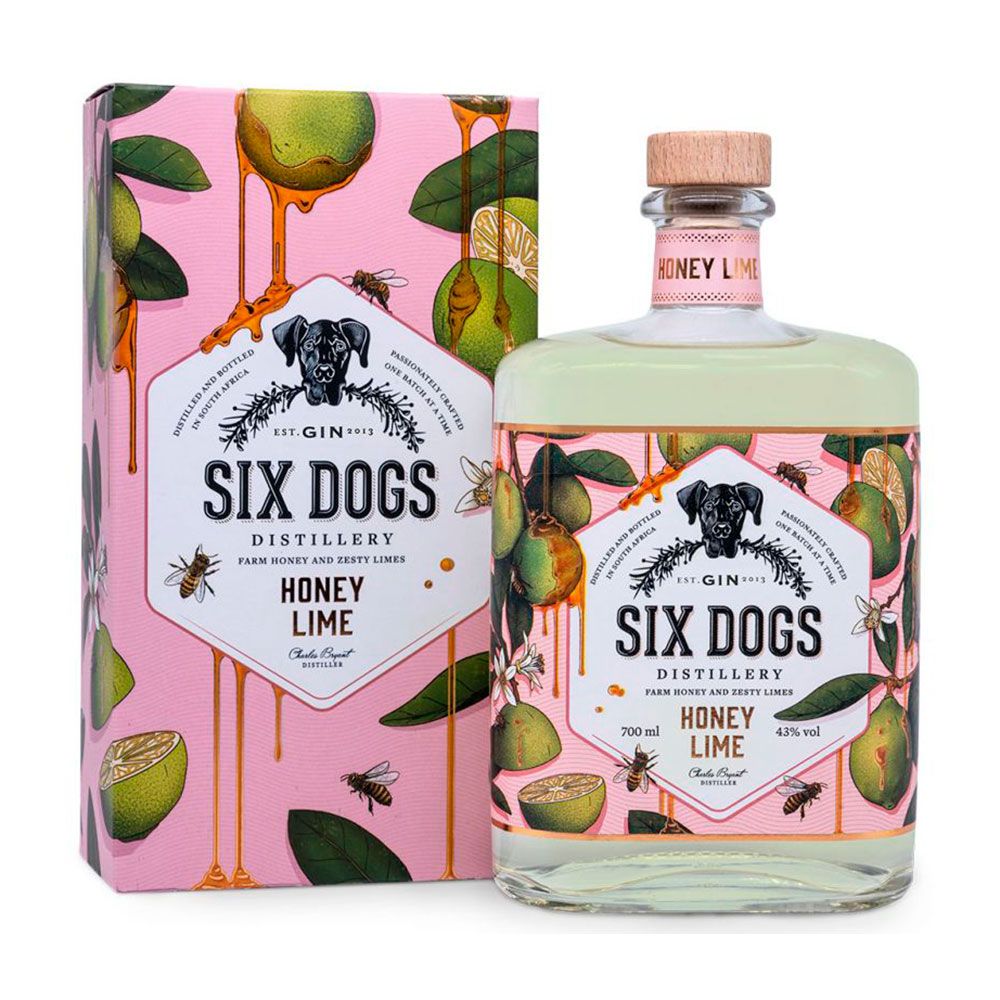 Ginebra Six Dogs Honey Lime Estuche