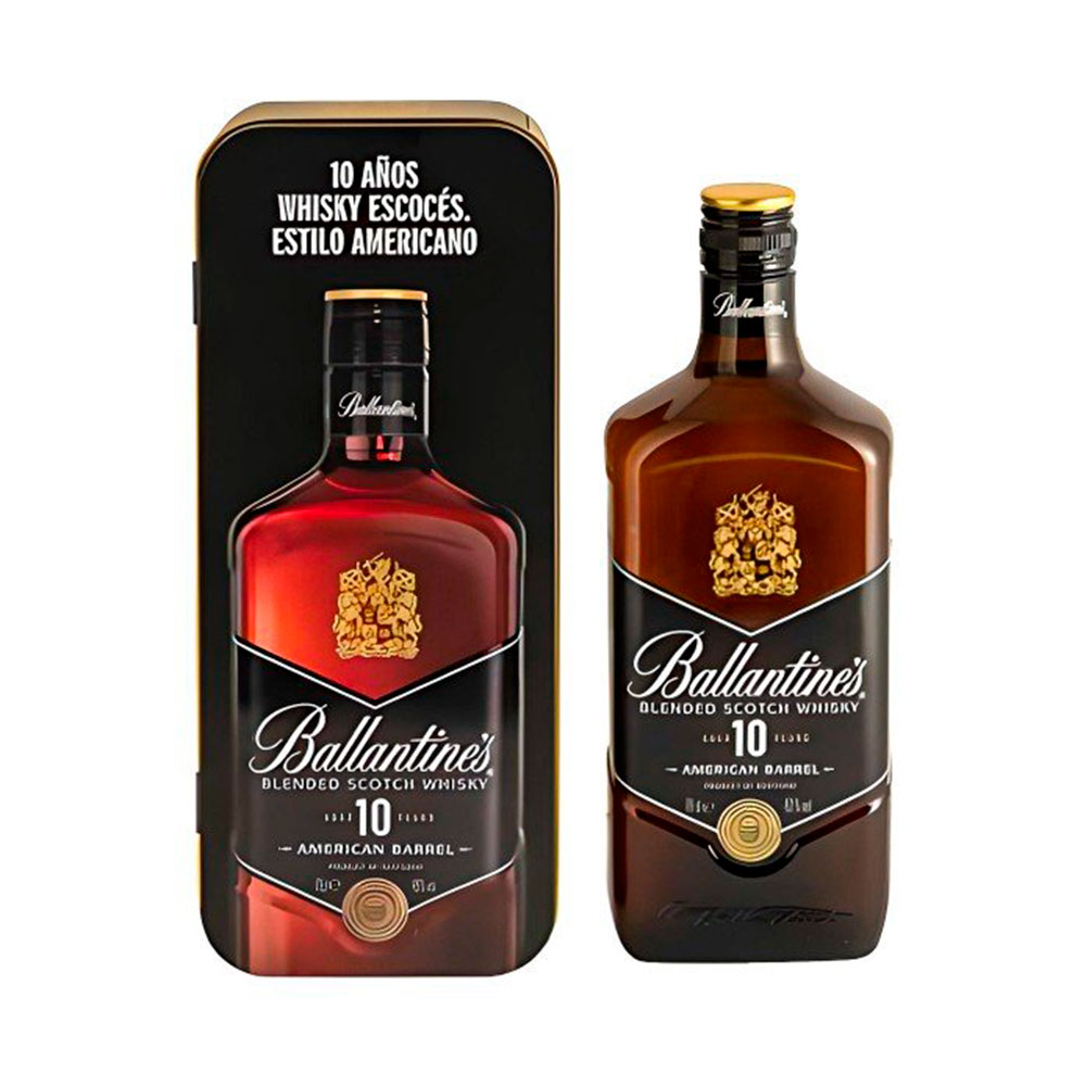 Whisky Ballantines 10 Años Lata