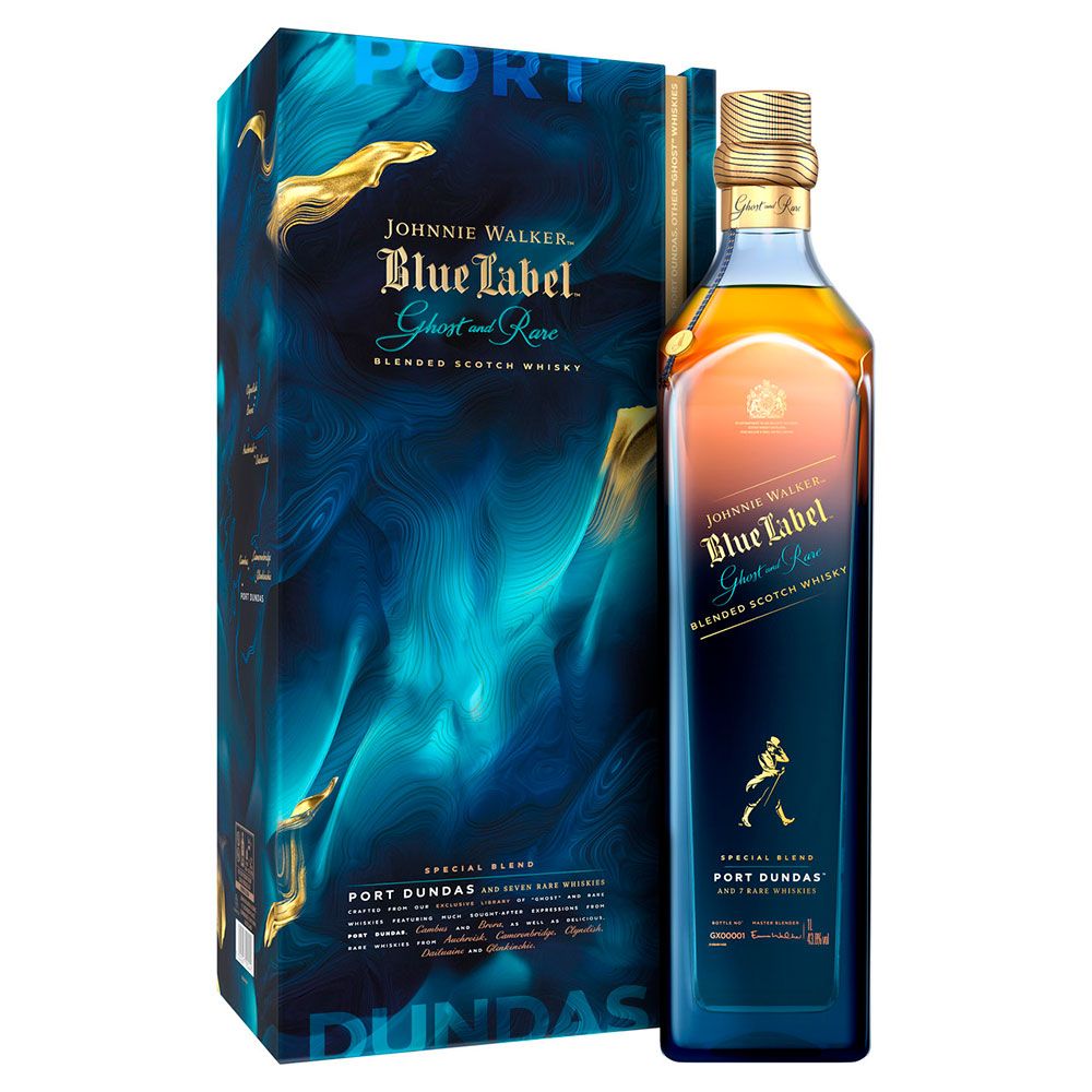 Whisky Johnnie Walker Blue Ghost And Rare Port Dundas 1 Litro Estuche