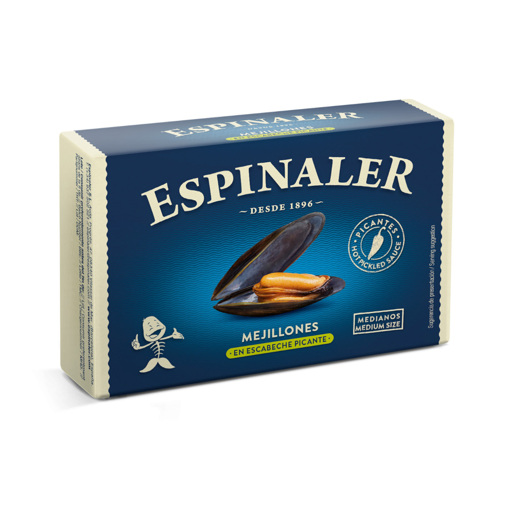 Comprar mejillones escabeche Espinaler 6/8 Pcs 111g  | Topdrinks