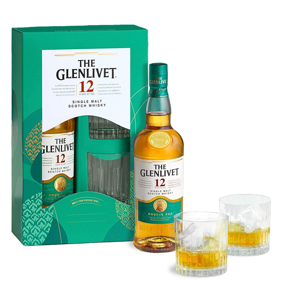 Whisky Glenlivet 12 Años Double Oak 2 Vasos