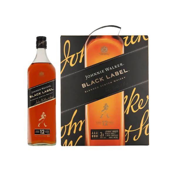  Johnnie Walker Black Label Triple Pack 1 Litro  Estuche