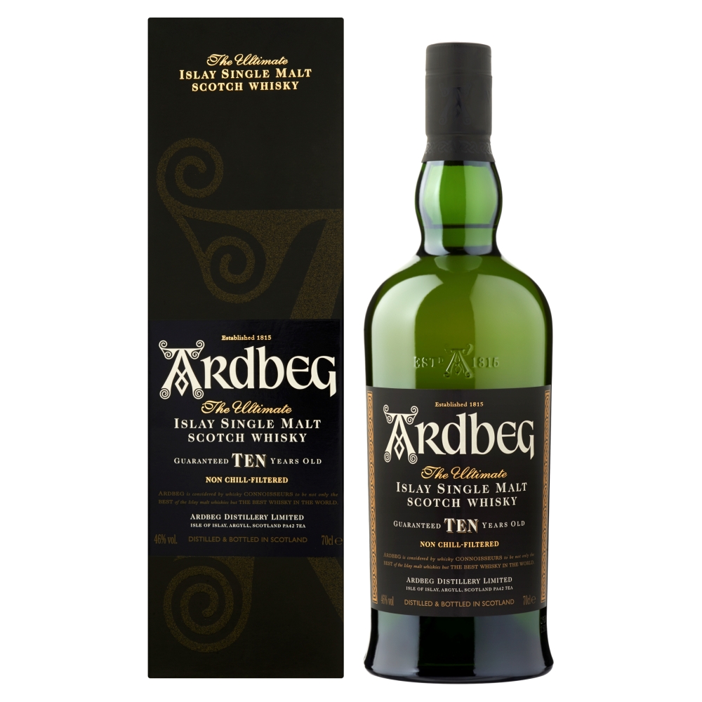 WHISKY ARDBEG 10 AÑOS ISLAY SINGLE MALT 0,70 LITROS + ESTUCHE