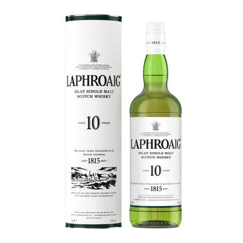Botella transparente whisky Laphroaig 10