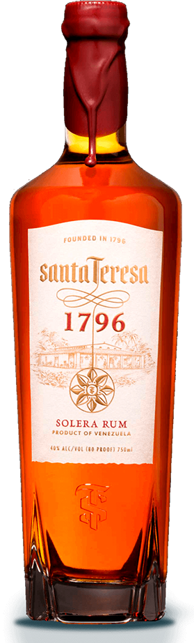 Botella transparente ron santa teresa 1796